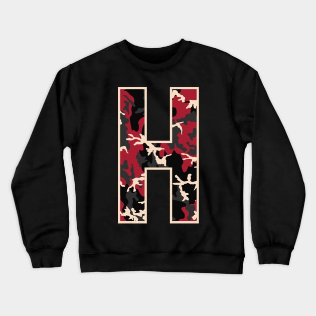 Initial Capital Letter H Camo Alphabet Gift Women Men Boys Girls Crewneck Sweatshirt by teeleoshirts